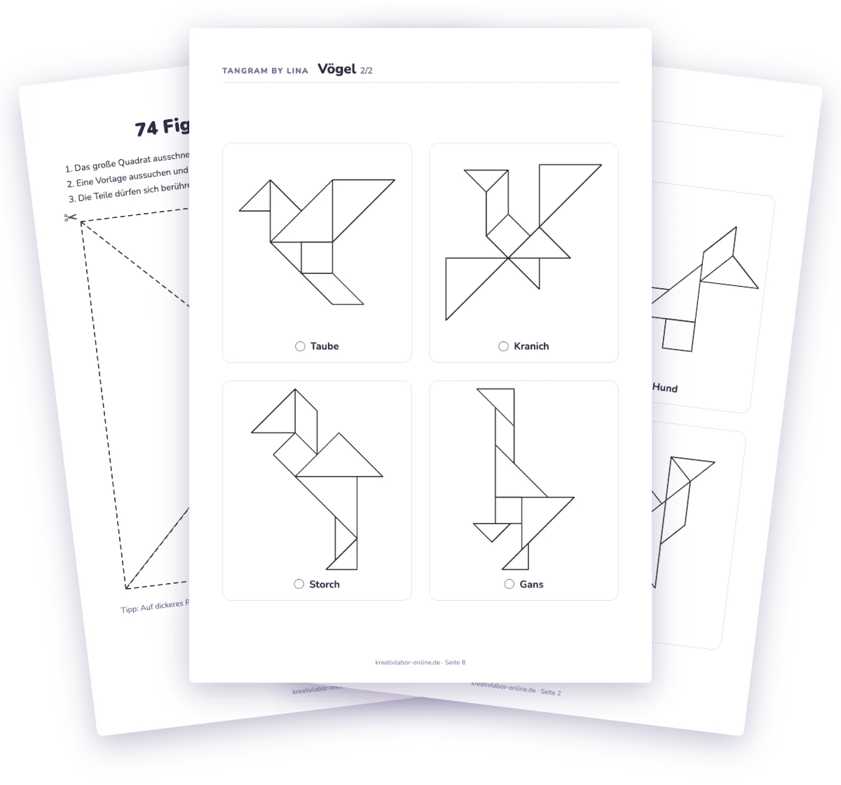 Tangram-Vorlagen in Schwarz-Weiß